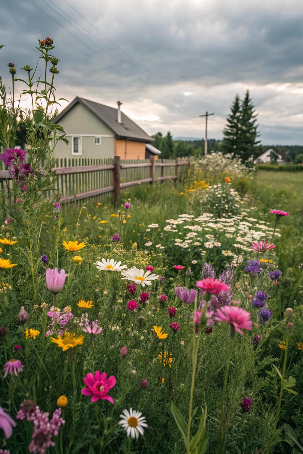 An alluring wildflower meadow swaying gracefully in the wind.