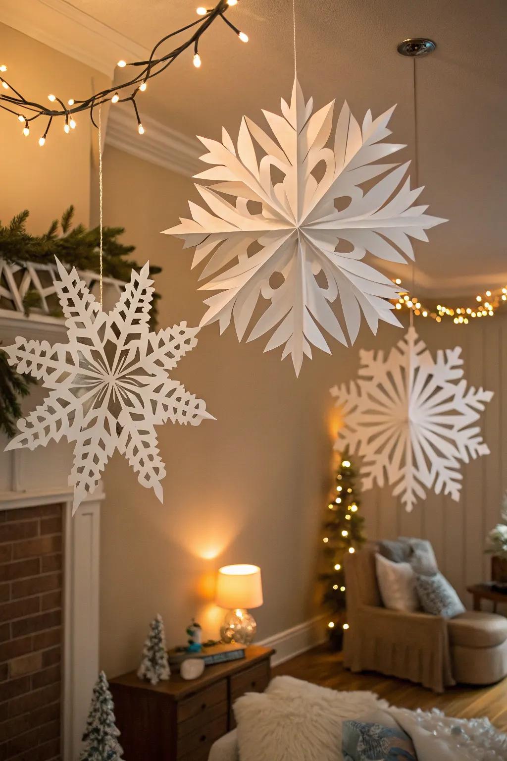 Striking glacial ornaments contribute a bewitching element to your winter decorations.