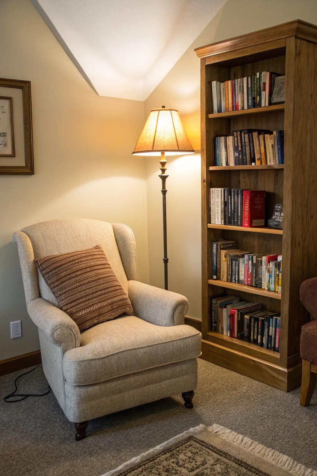 An elegant reading corner, inviting you to unwind with a great book.