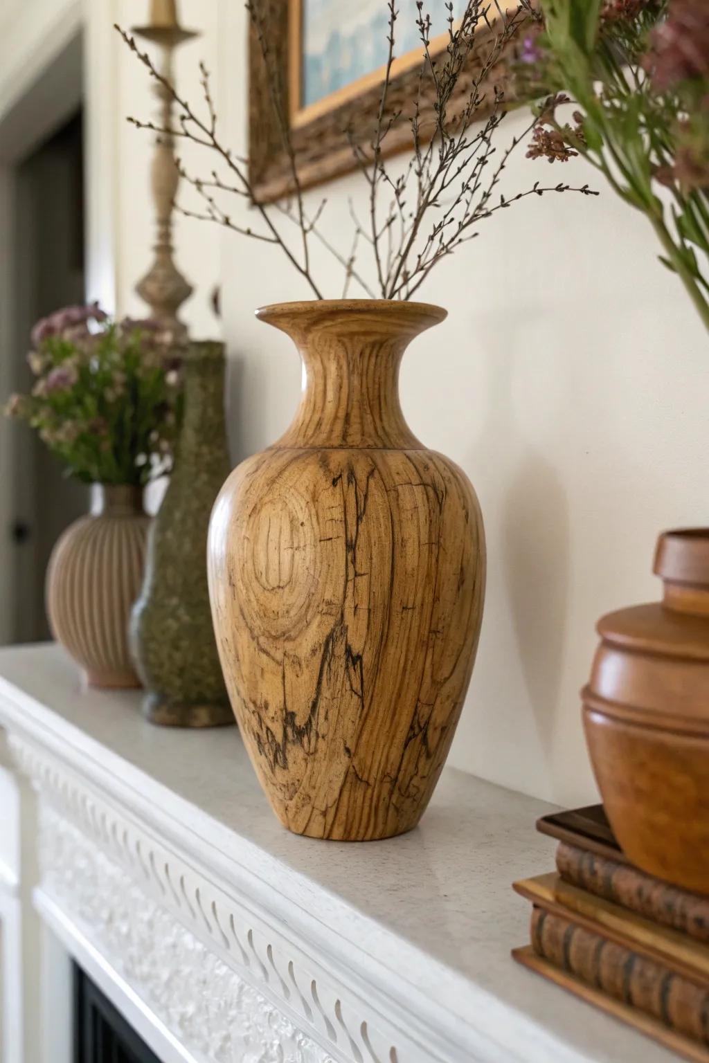 Permit the raw, untamed grain of the timber to command the spotlight in your decorative arrangement.