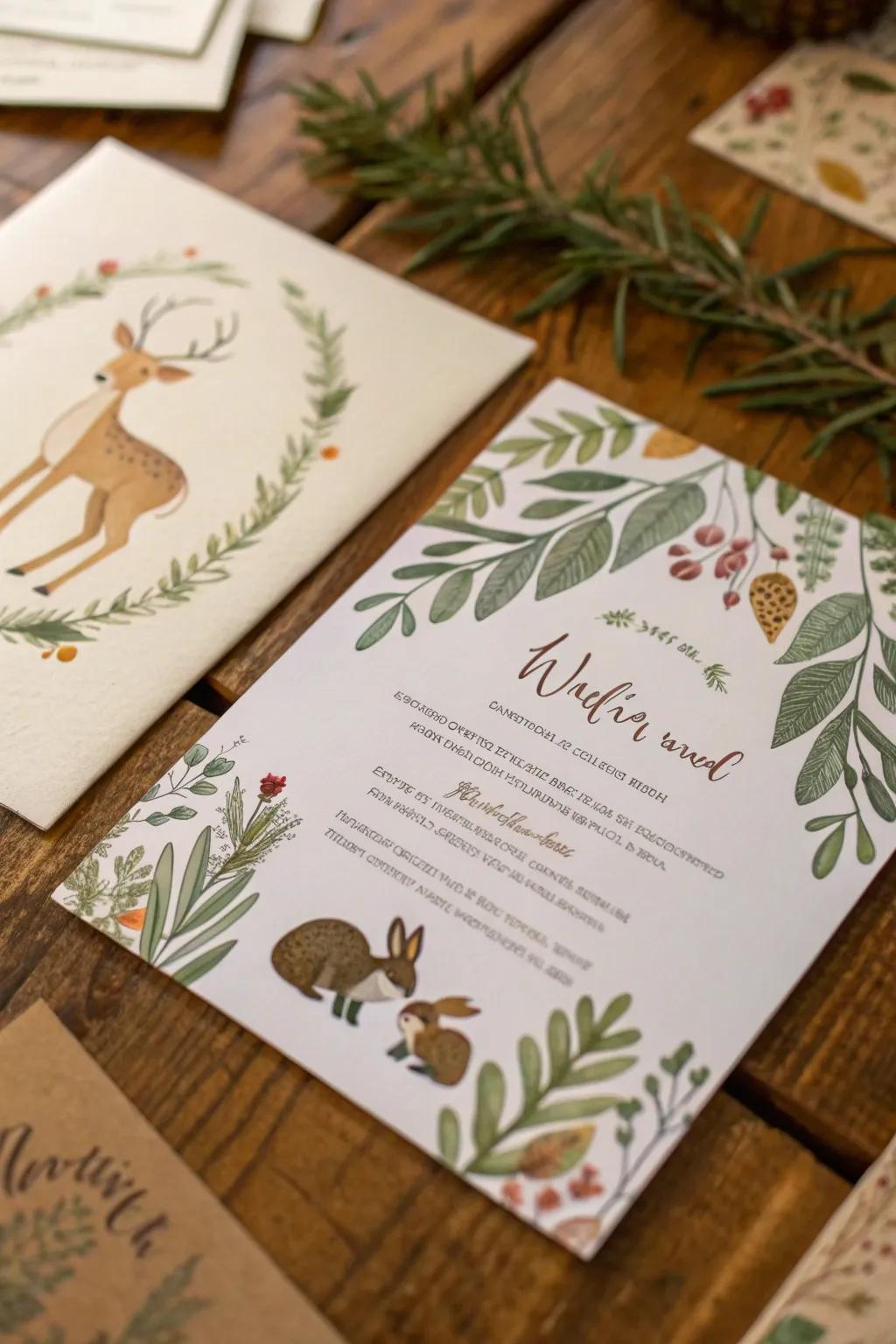Charm your guests with enchanting forest invitations.