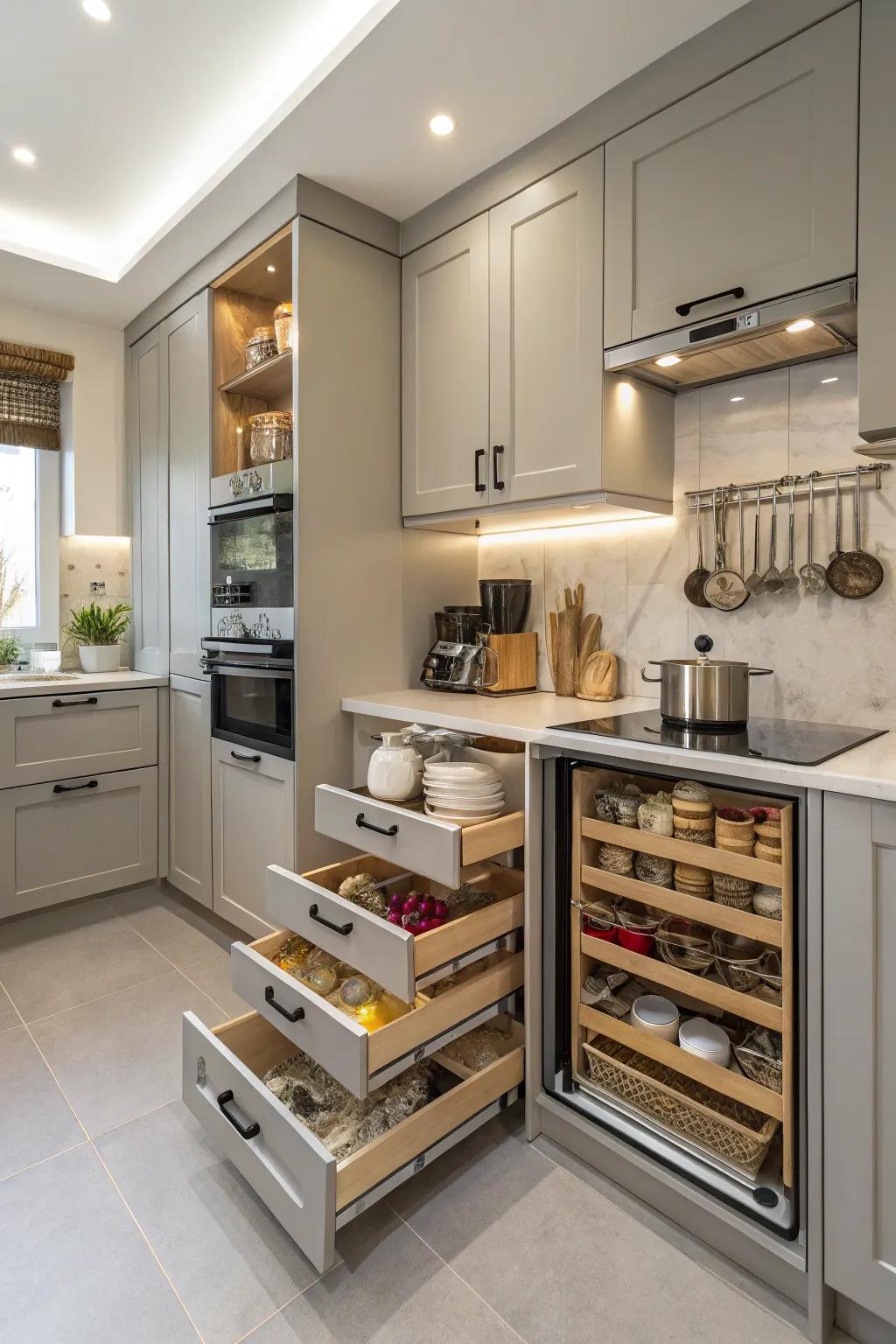 Clever arrangement options maintain your kitchen tidily and effectively.