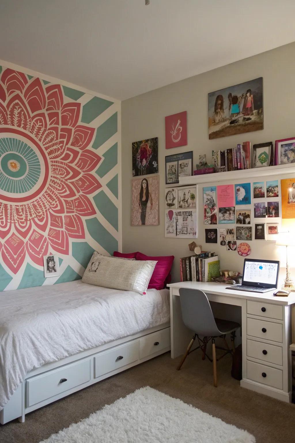 A commanding piece of wall art infuses drama and style.