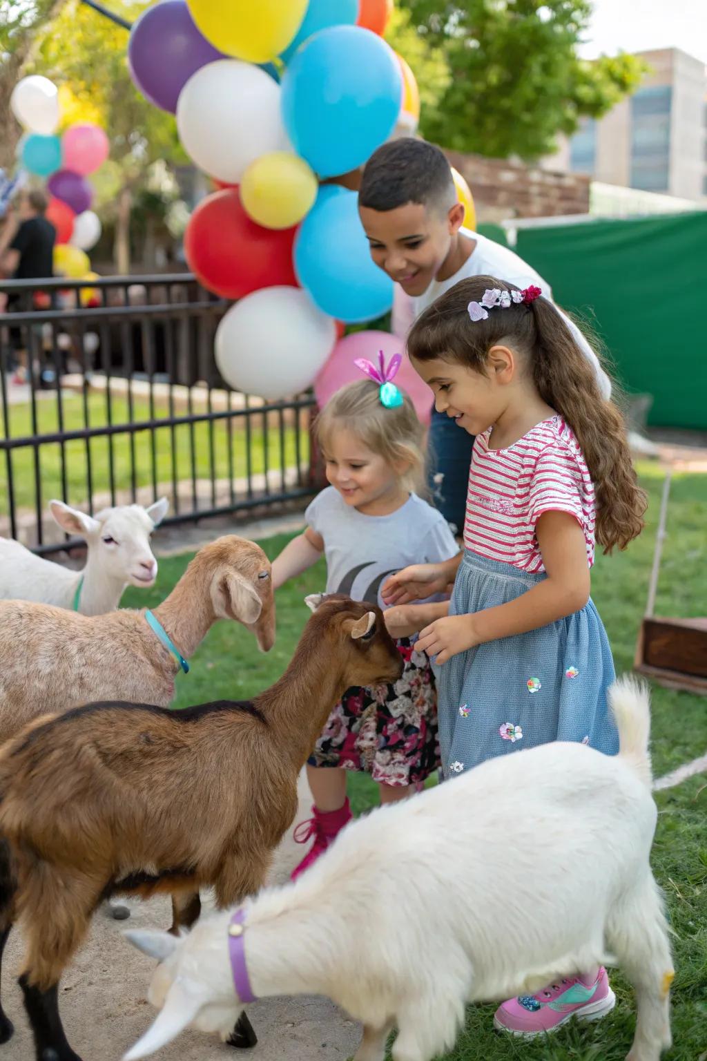 An animal retreat provides a delightful surprise for young party attendees.