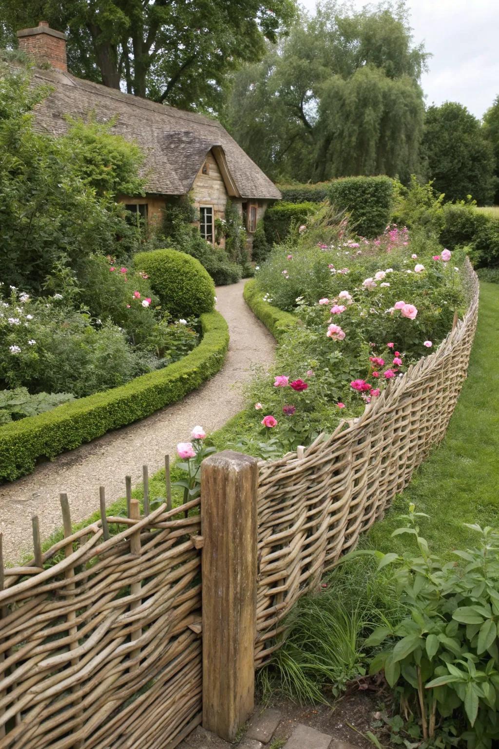 Woven willow fences offer a natural and organic look.