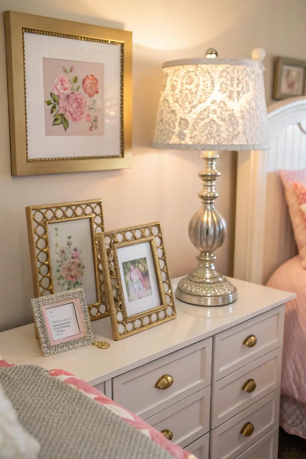 Gilded and silver accents add style and charm.