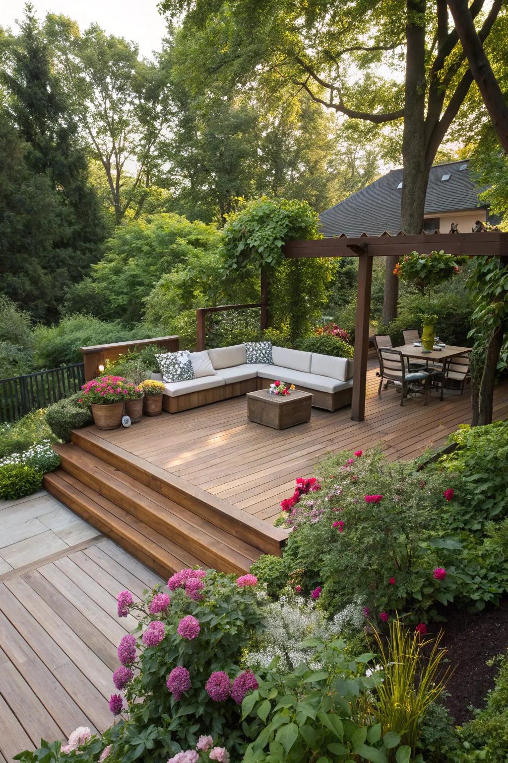 A chic sunken seating area designed for relaxation.