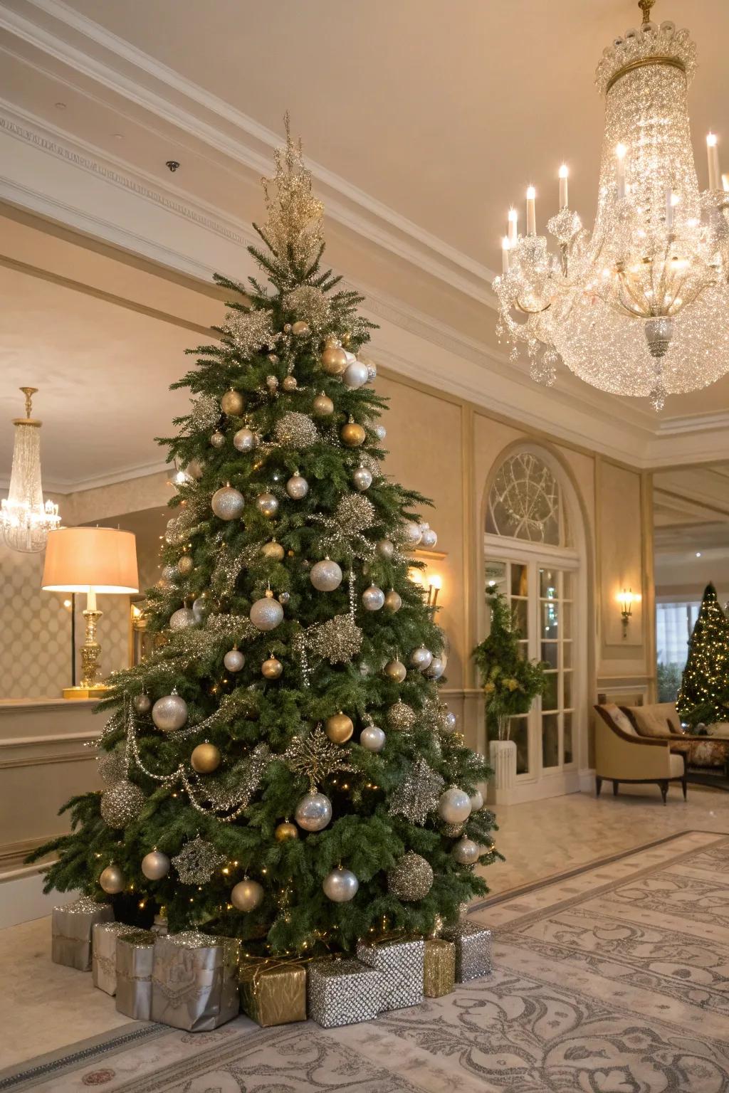A luxurious Christmas tree that showcases metal-like tones to inject extra refinement.
