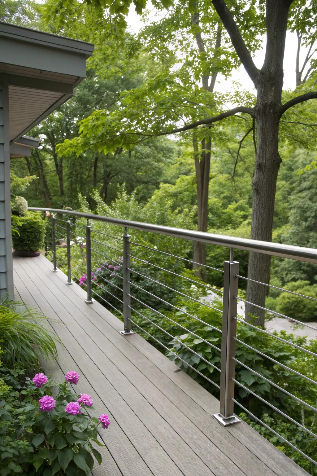 Sustainable alloy borders blending with natural surroundings.