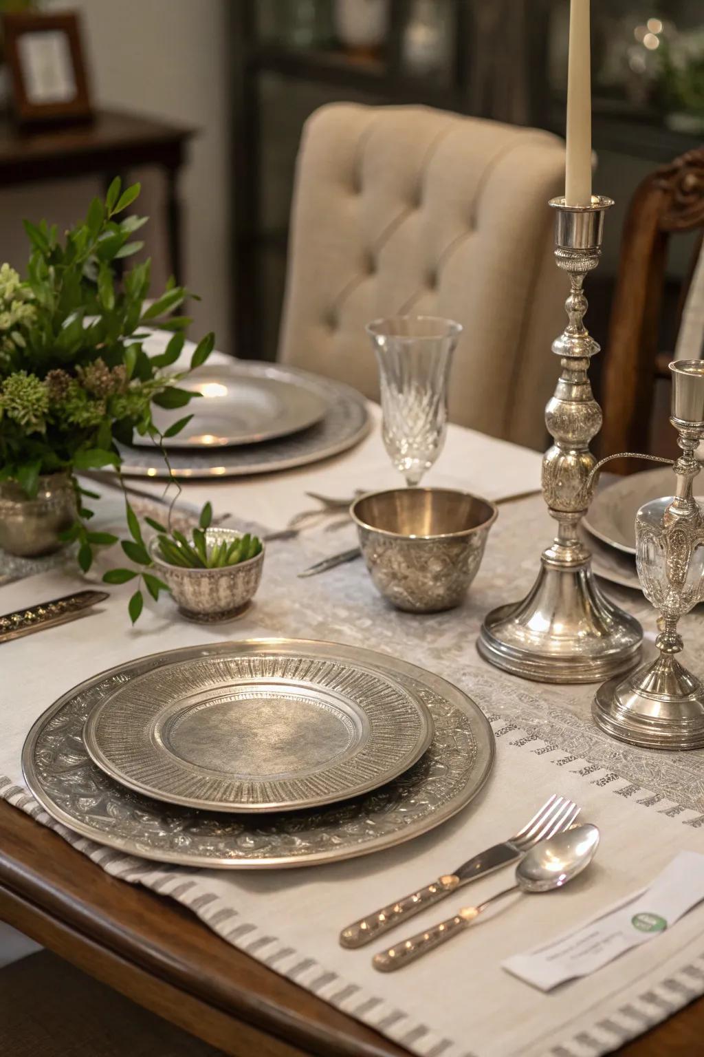 Zinc accents adding a touch of grace to a colonial dining setting.