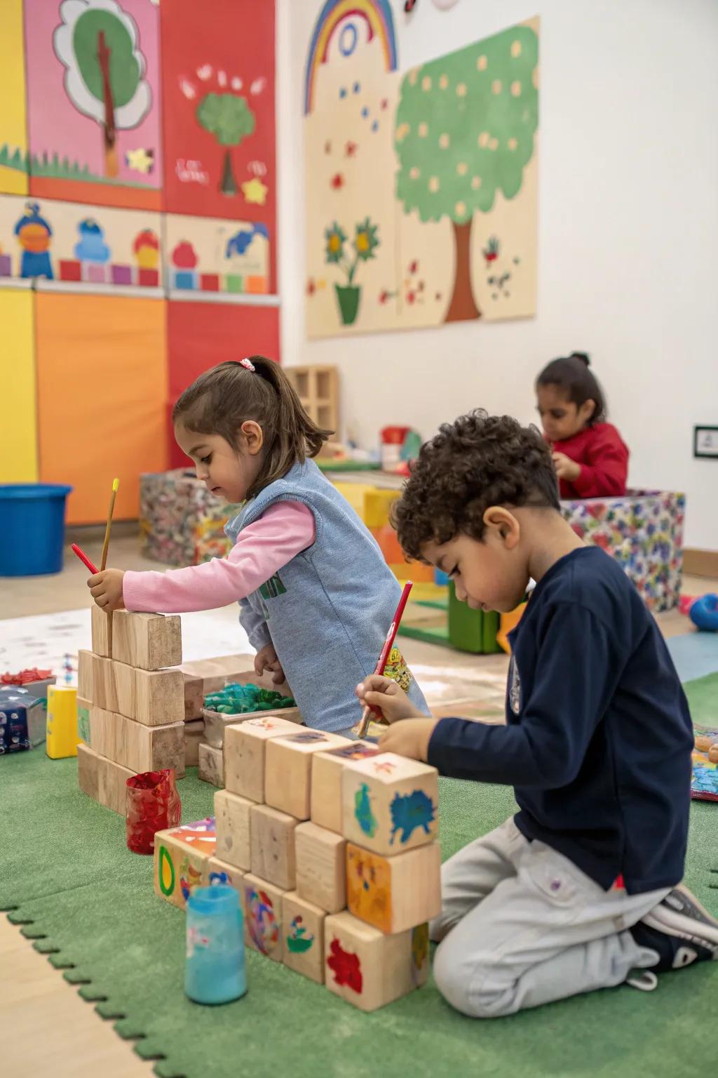 Art meets play through inventive block painting.