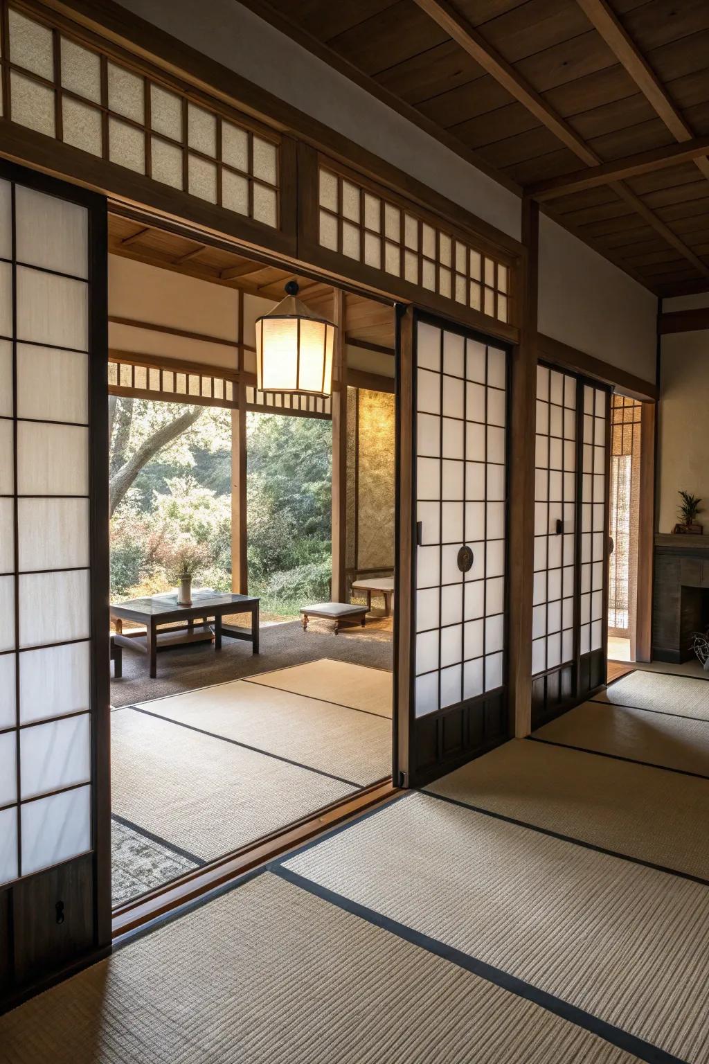 Screens offering elegance and privacy with soft lighting.