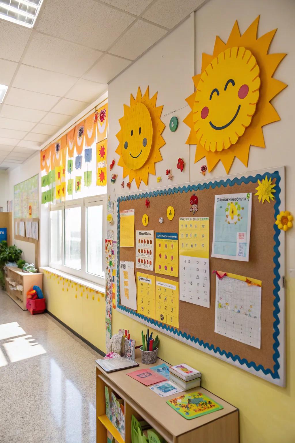 Sun-inspired bulletin board, overflowing with cheer and warmth.