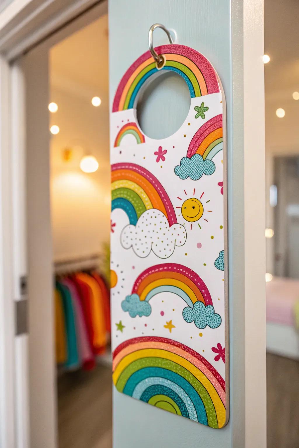 A joyful spectrum of happiness door hanger full of color and happiness.