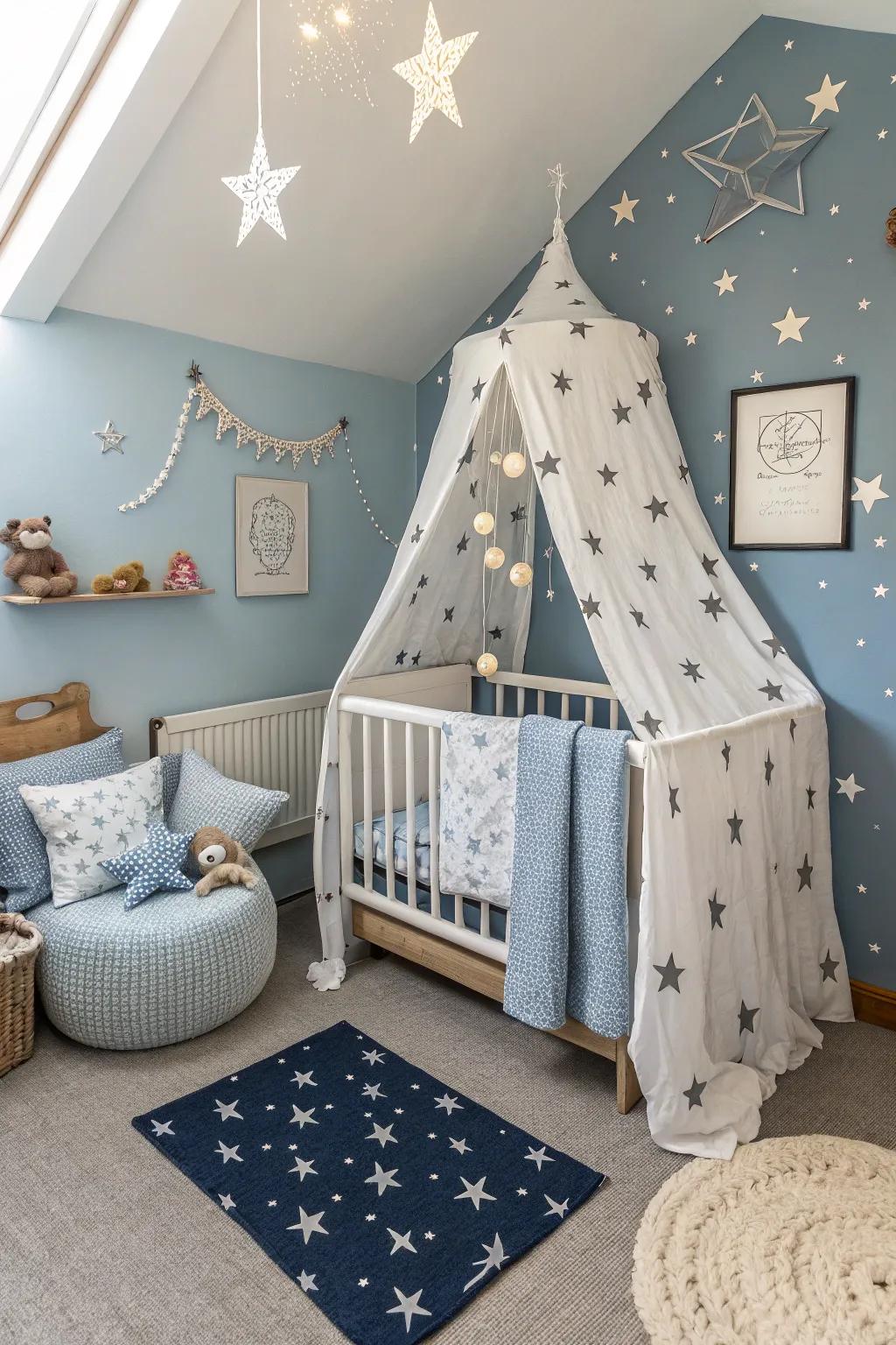 A thematic strategy provides beauty and cohesion to the baby's corner.