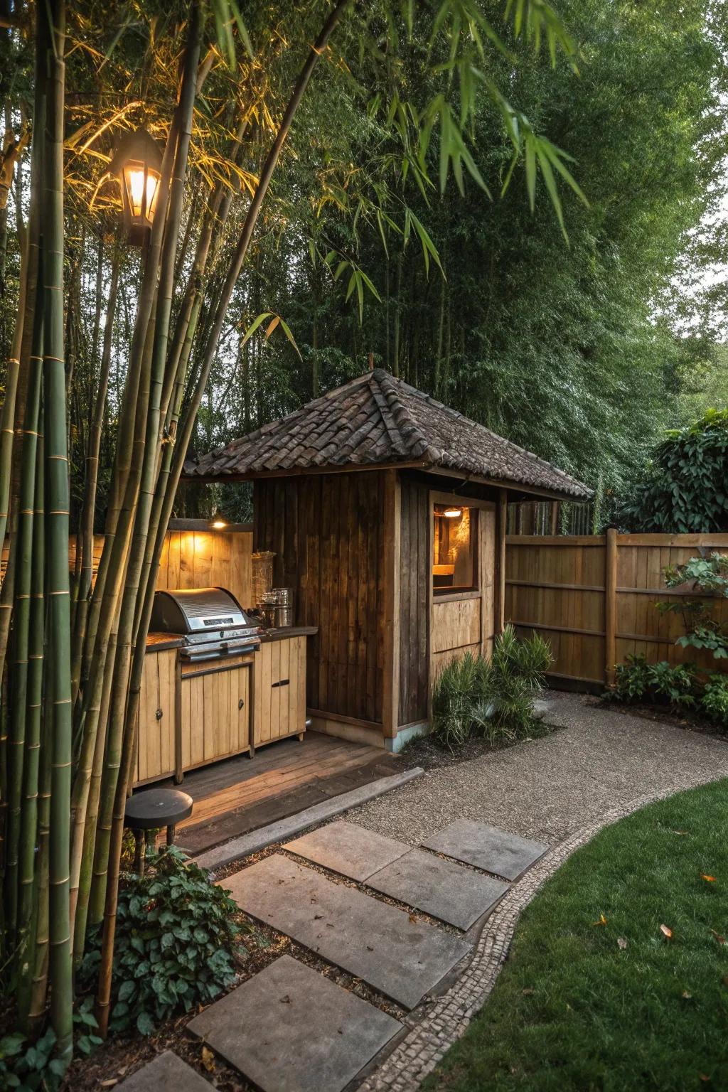 A peaceful retreat: Zen-inspired BBQ shed.