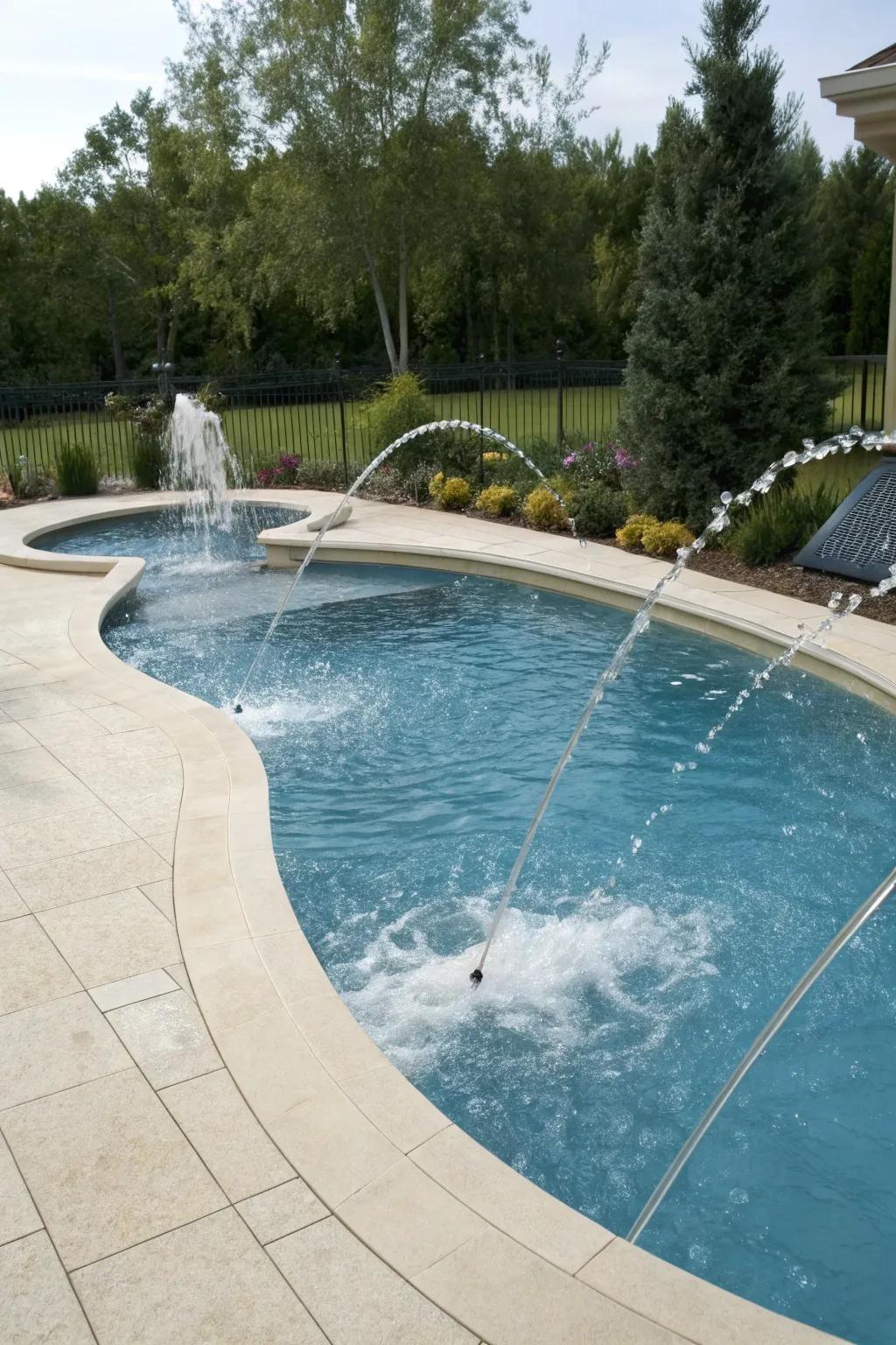 Terrace jets introduce dynamic refinement to the pool vicinity.