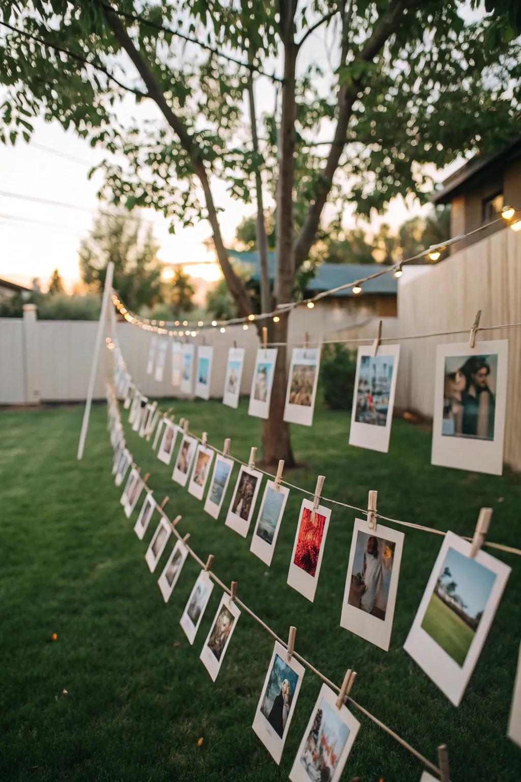 A charming instant photo display capturing party moments.