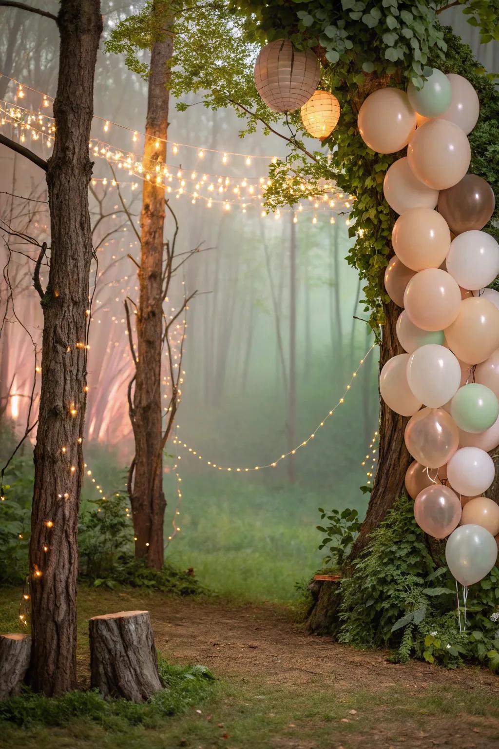An enchanting woodland balloon arrangement that sparks the imagination.