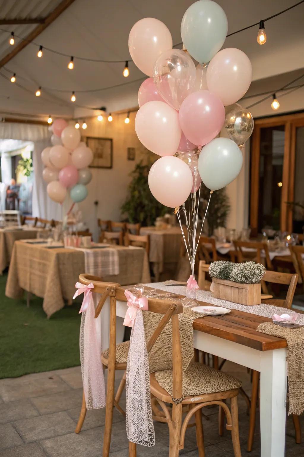 Country balloons combined with organic details establish a warm atmosphere.