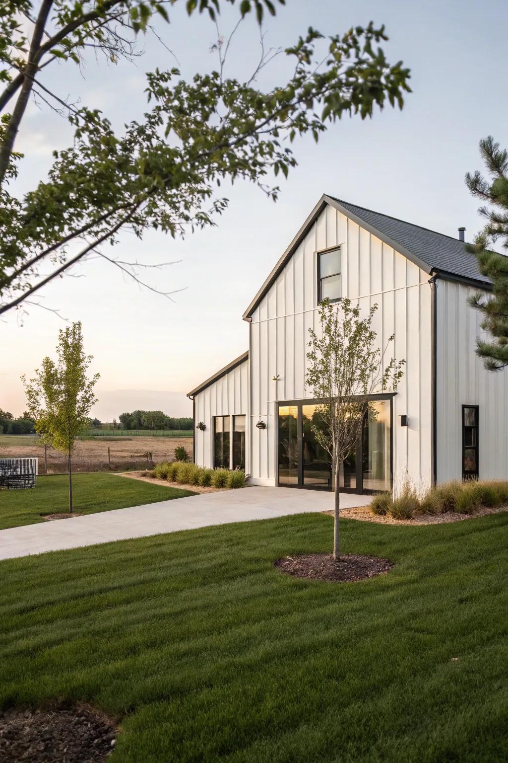 A barn decked out in ship-style cladding, mixing modern with tried and true.