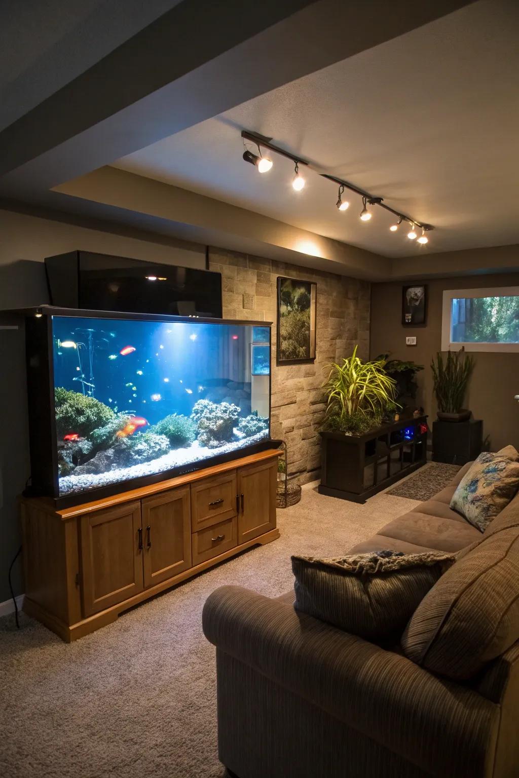 An aquarium adds a unique and calming point of interest.