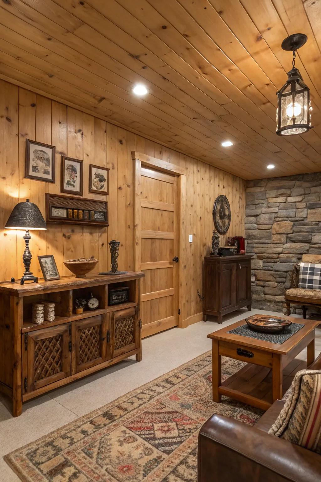 Organic elements bring rustic charm.