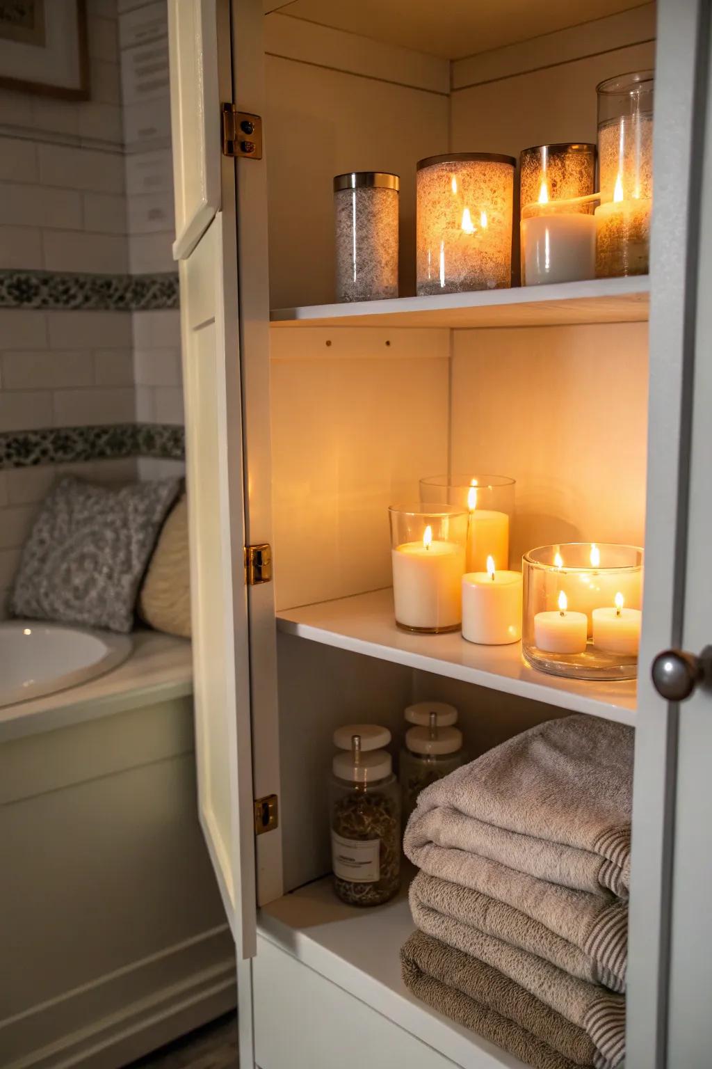 Scented wax creates a relaxing atmosphere.