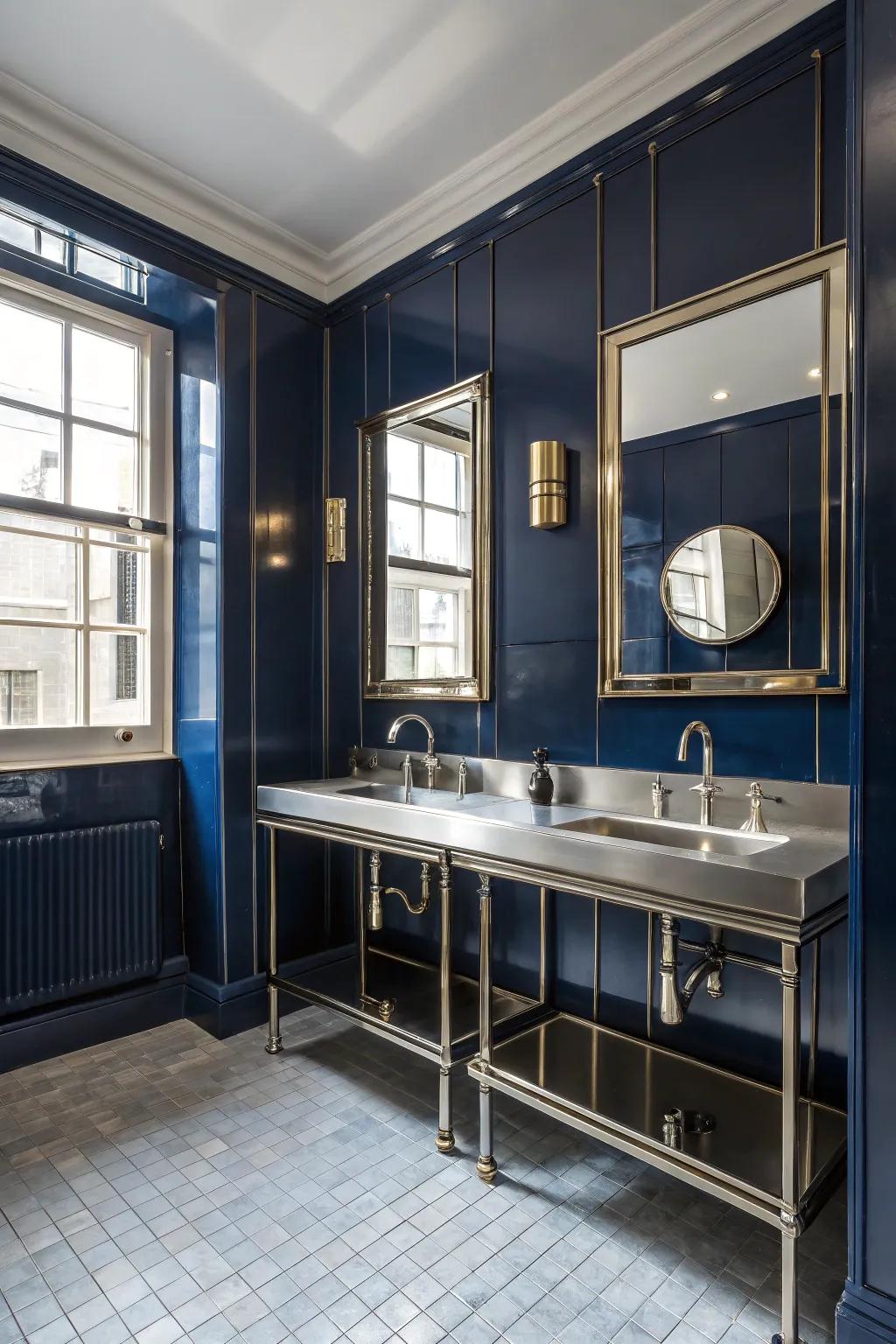 Elegant indigo pairs beautifully with metallic touches.