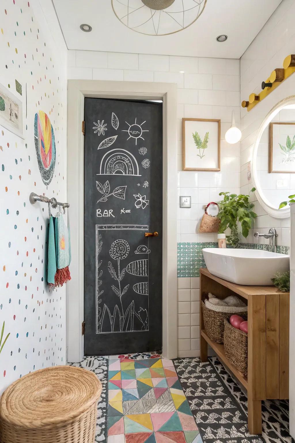 Drawing board doors provide a fun and interactive element.