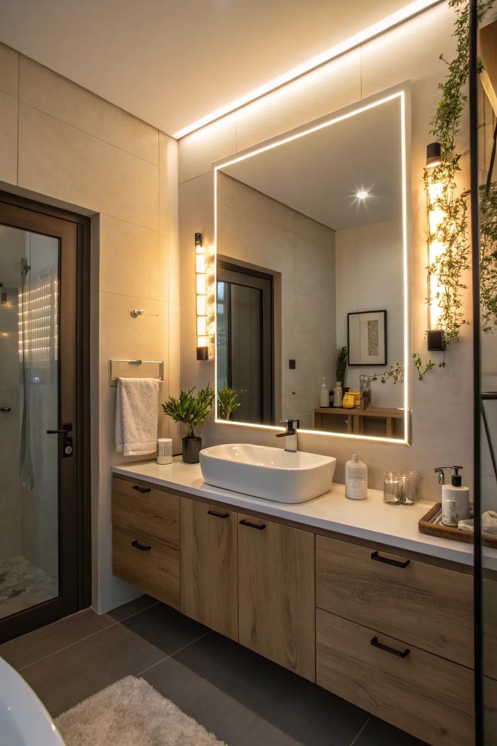 Dimmable lights for adaptable ambiance.
