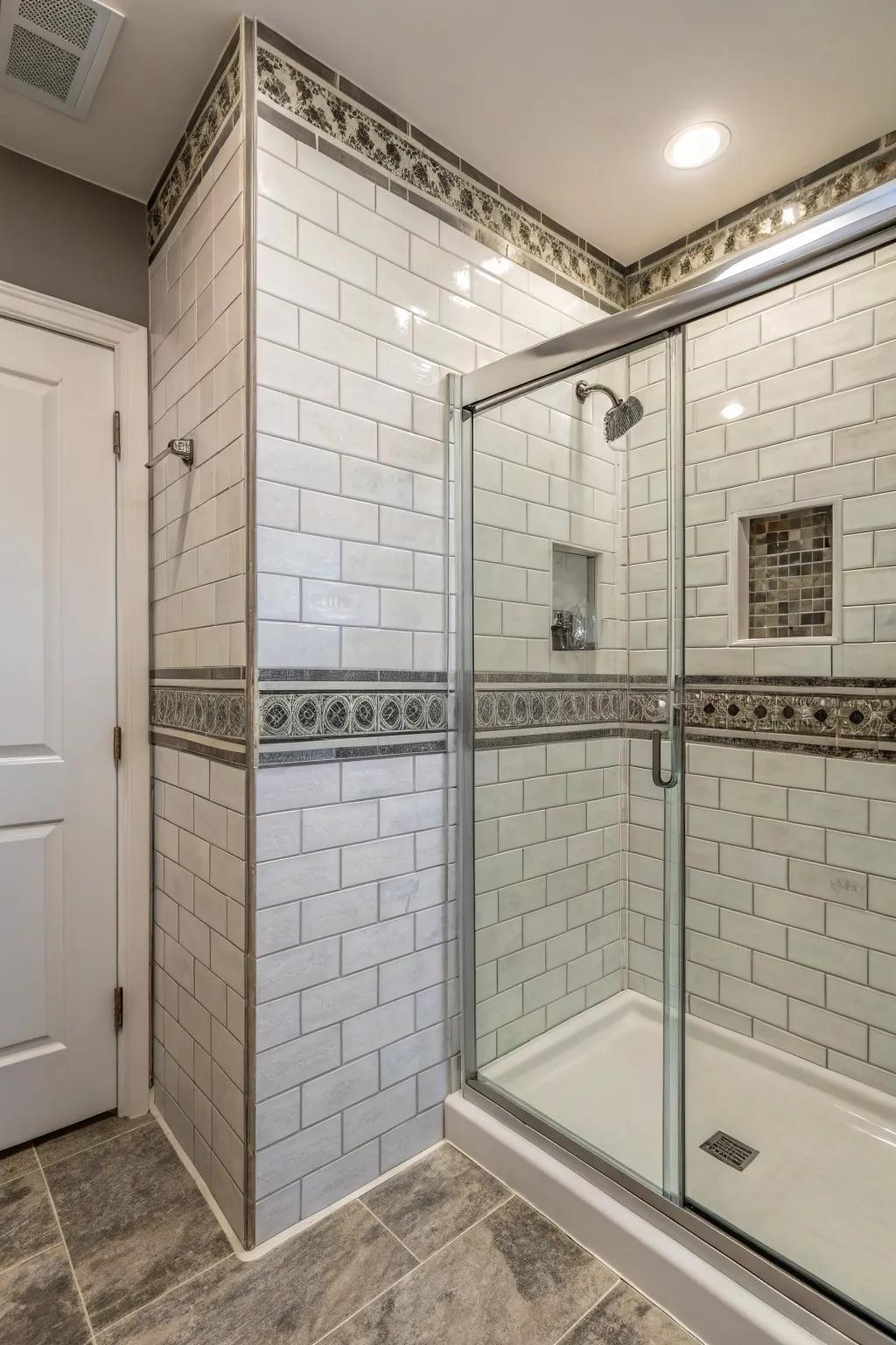 Tile trim subtly introduces texture and patterns.