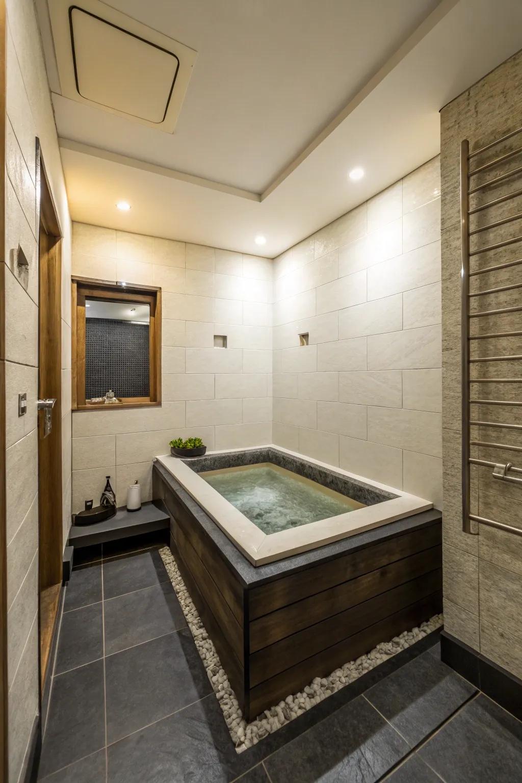 Feel elegance on a small scale using an Eastern soak tub.
