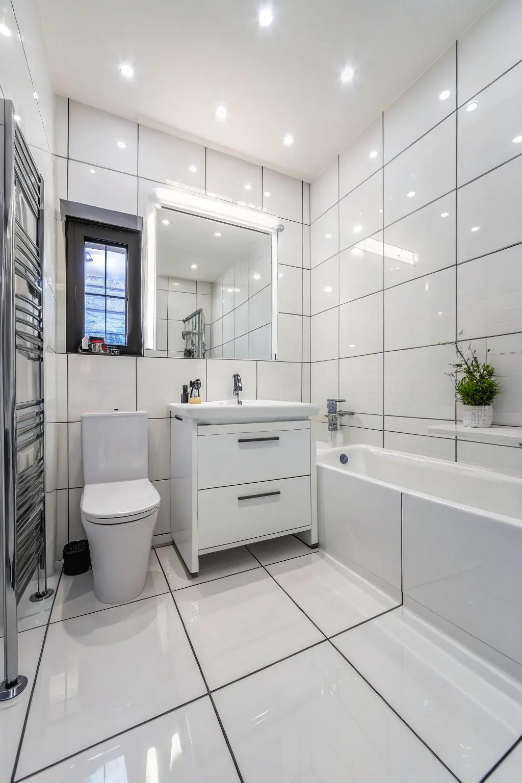 Tile coating provides a fast refresh for washroom walls.