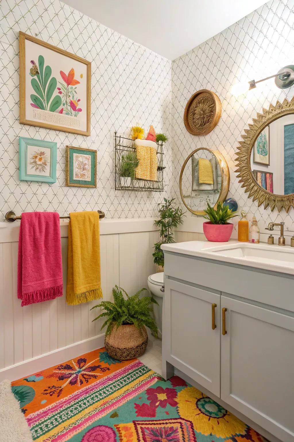 Personalized style using wallpapered panels.