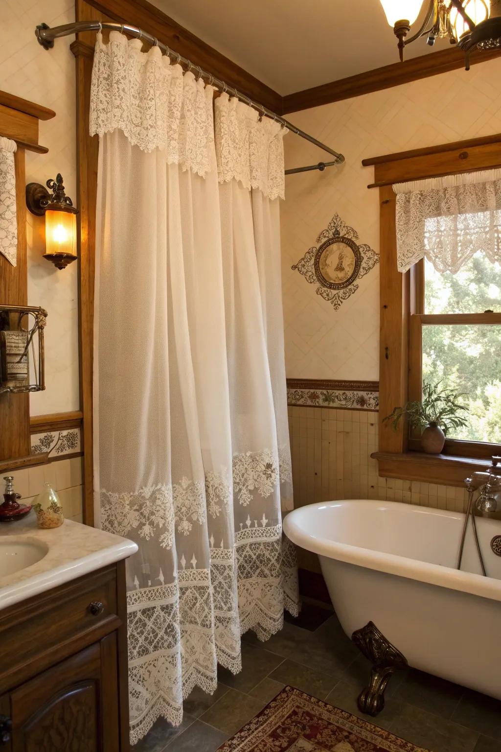 Vintage charm: Half curtains offer style with privacy.