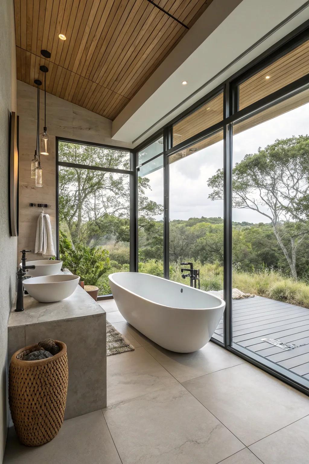 Achieve a modern look with a sleek, elevated bathtub frame.