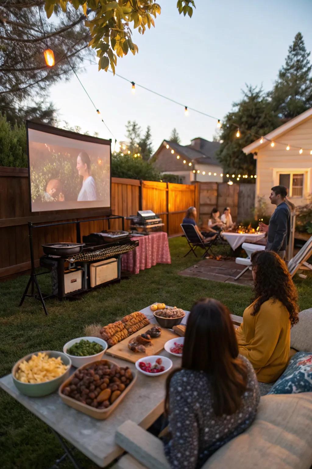 An enchanting Open-Air Theater BBQ under the starry sky.