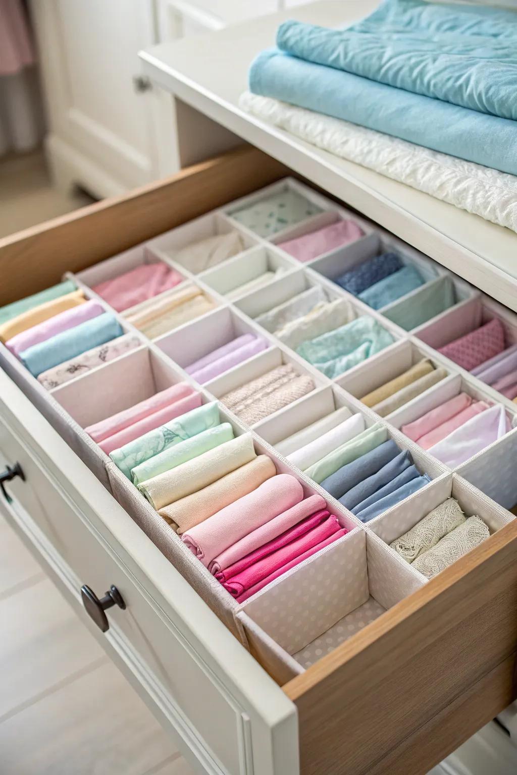Drawer separators keep your sheets organized and accessible.