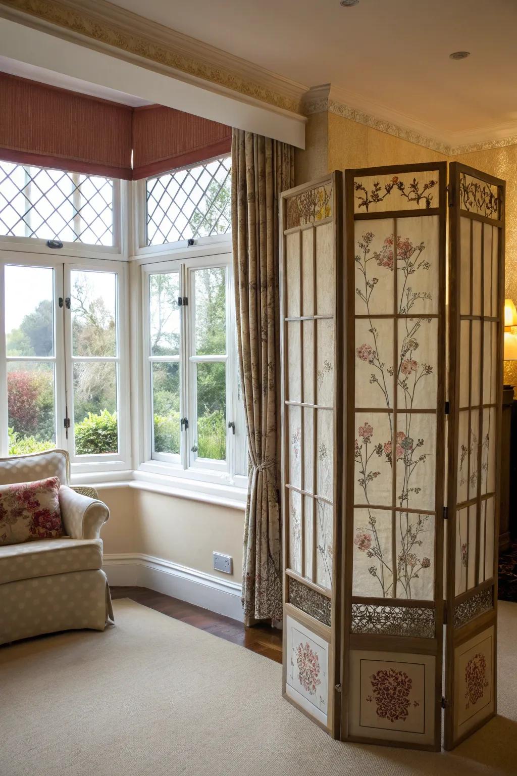 Keep things private with a chic folding screen.