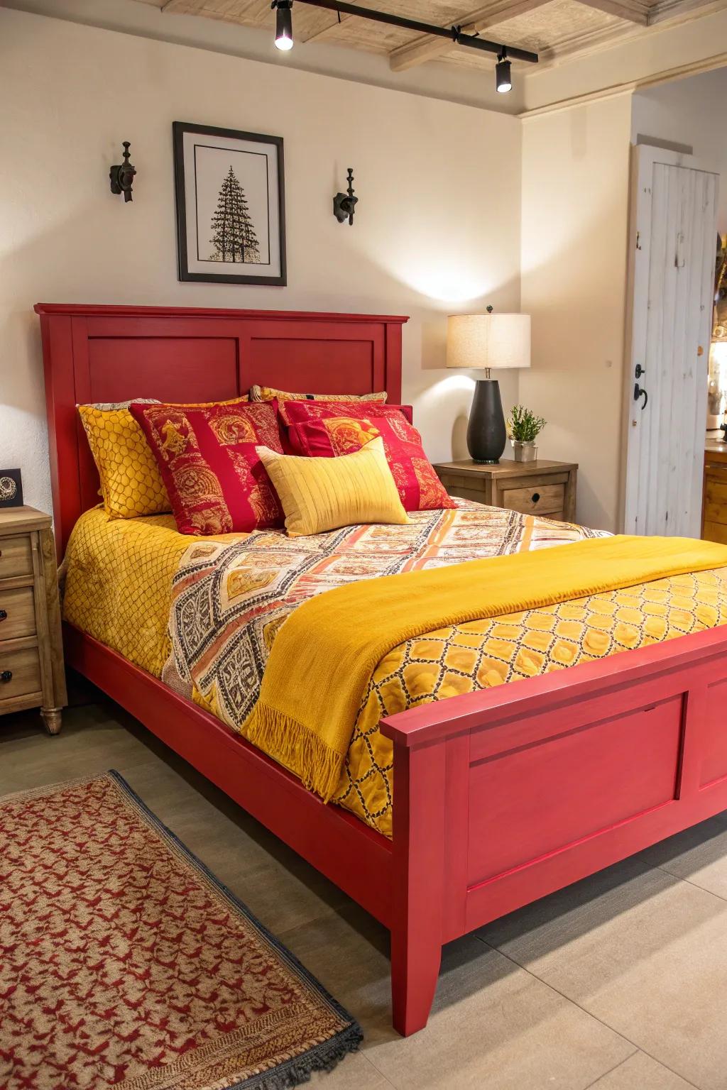 Vibrant colors invigorate and brighten bedroom décors.