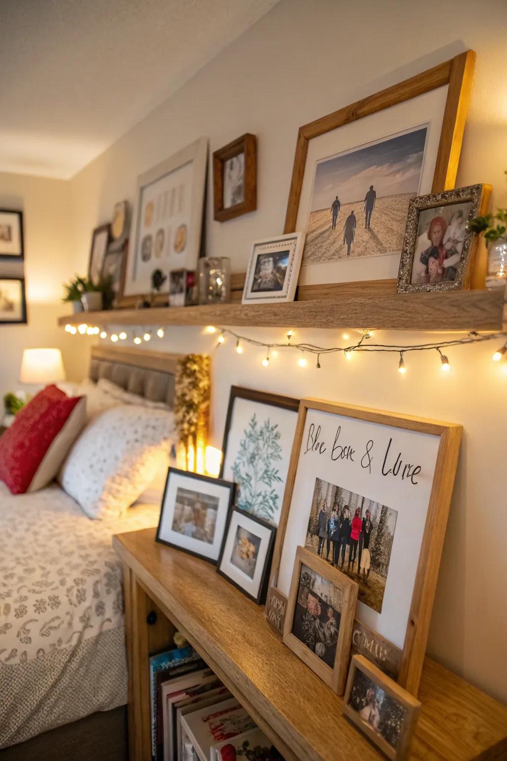 Art ledges present an adaptable solution for showcasing artwork and photographs.