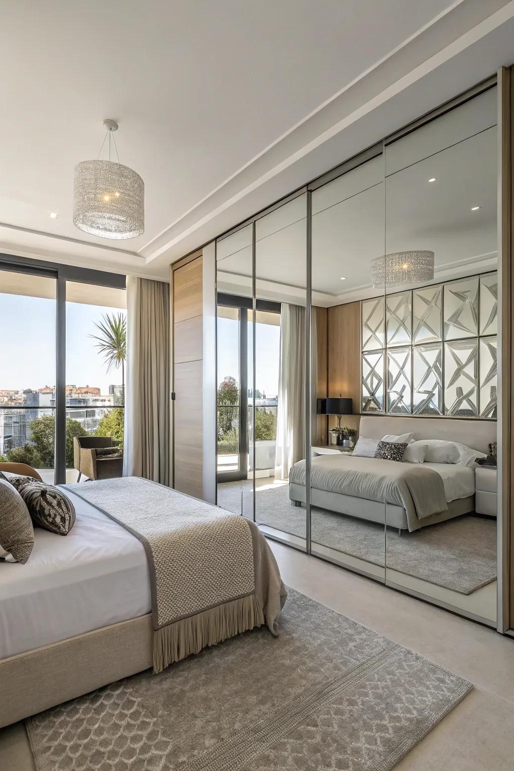 Boards with mirror effects amplify illumination and space.