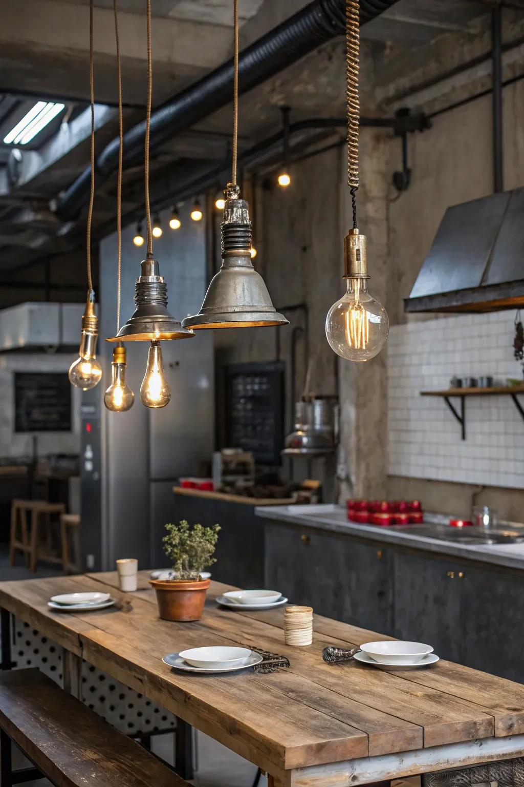 Introduce a loft-inspired edge with striking lighting.