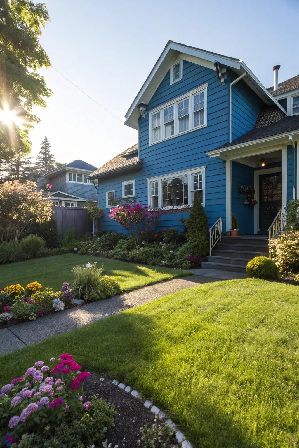 Radiant finish lends a luxurious sheen to blue frontages.