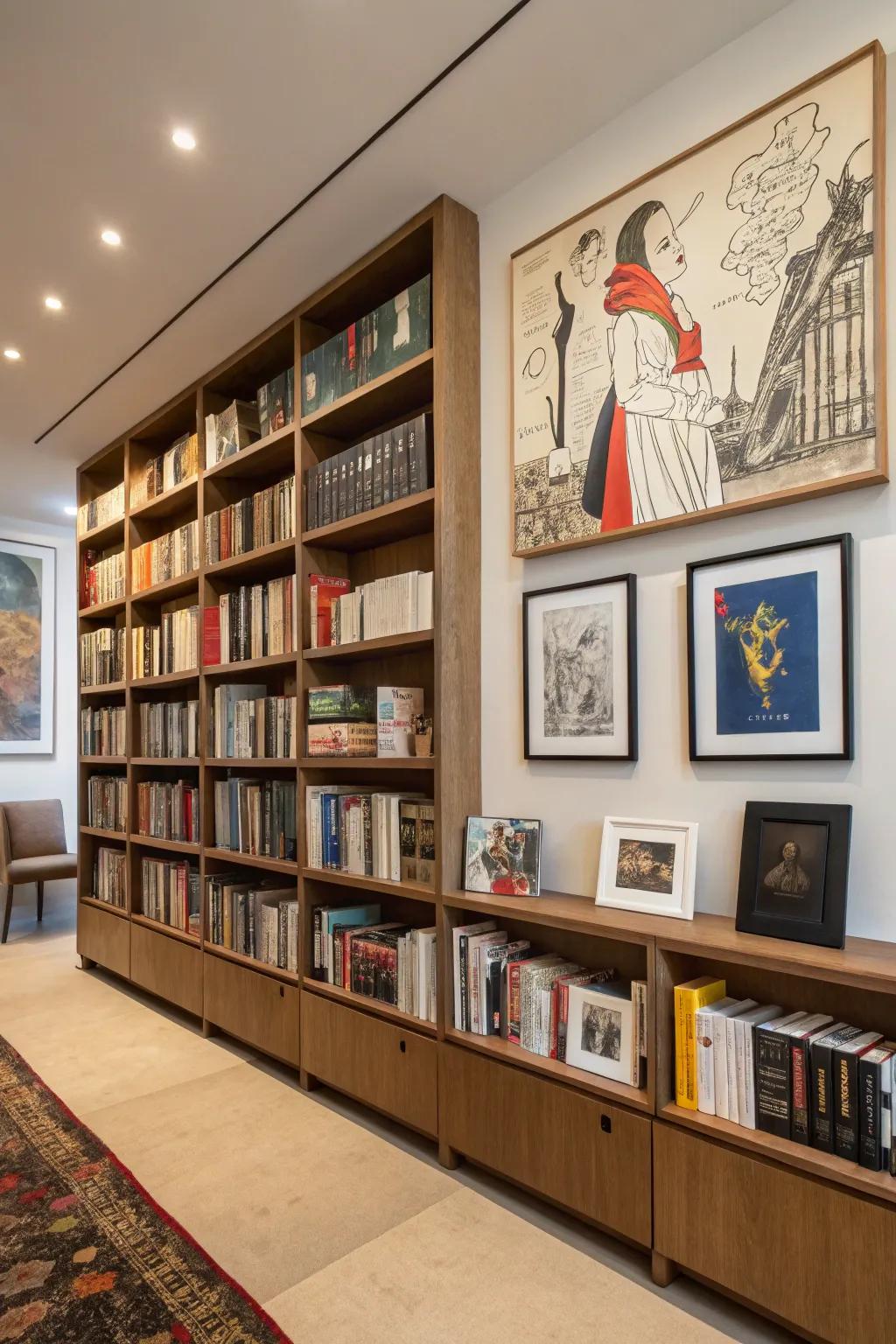Artistic exhibits introduce a creative element.
