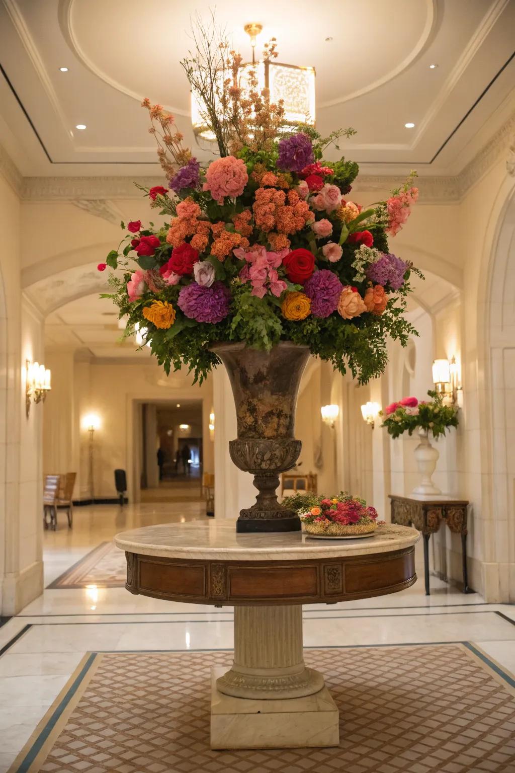 Audacious arrangement making a dramatic pronouncement.