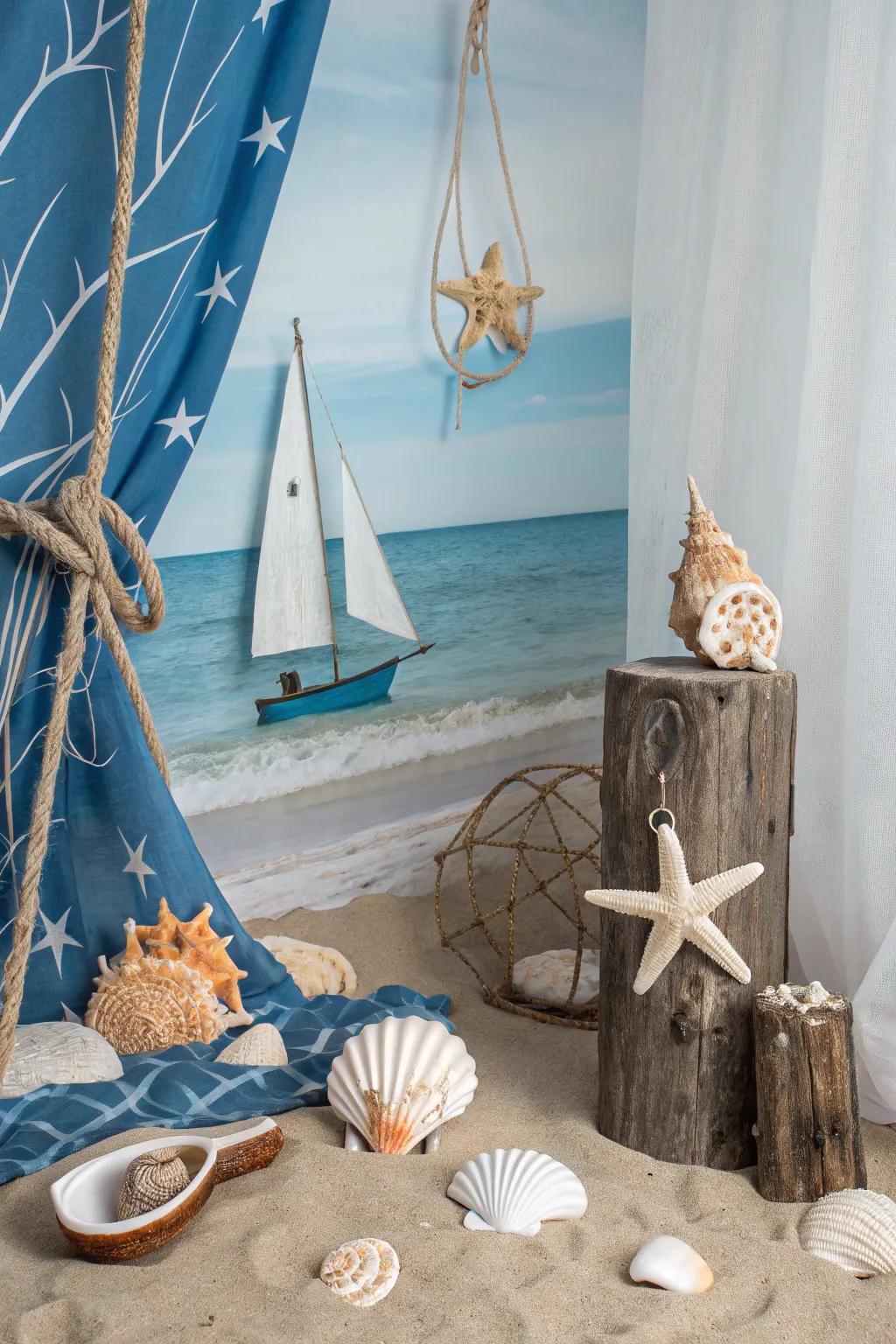Tranquil maritime showcasing sailing motif decor