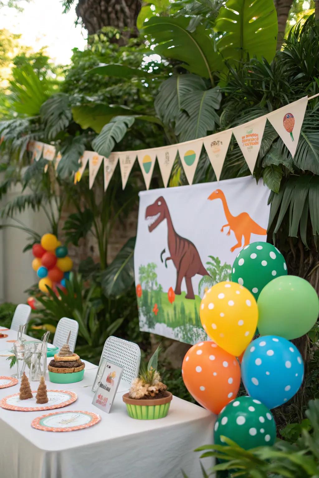 A dinosaur baby shower with roaring decorations and fun