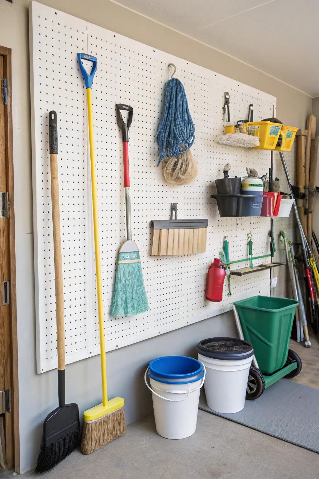 Perforated boards present flexible and adaptable storing alternatives.